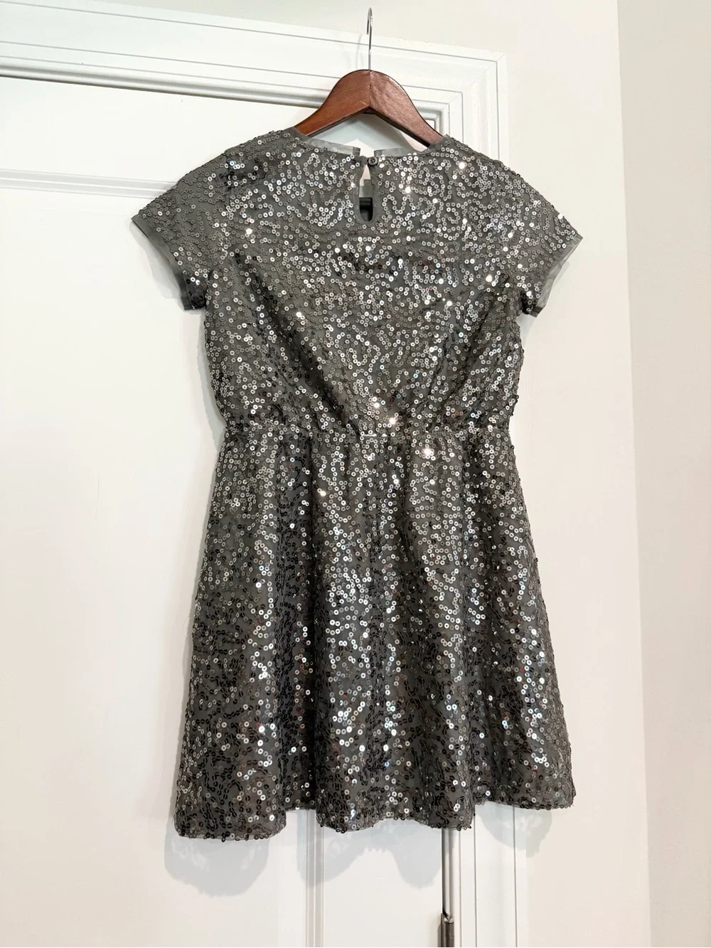 NWT GAP Girls Silver Sequin A-Line Dress